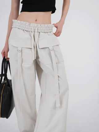 Camz Front Pocket Elastic Waist Wide Pants