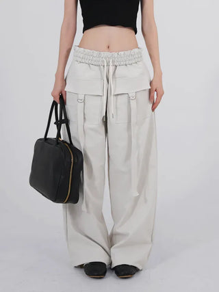 Camz Front Pocket Elastic Waist Wide Pants