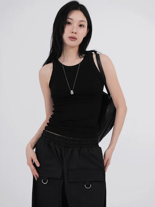 Camz Front Pocket Elastic Waist Wide Pants