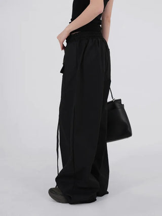 Camz Front Pocket Elastic Waist Wide Pants