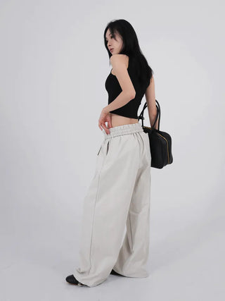 Camz Front Pocket Elastic Waist Wide Pants