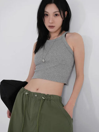 Tab Halterneck Crop Sleeveless
