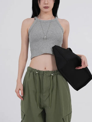 Tab Halterneck Crop Sleeveless