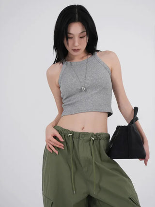 Tab Halterneck Crop Sleeveless