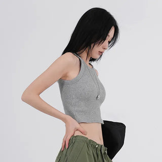 Tab Halterneck Crop Sleeveless