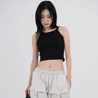 Tab Halterneck Crop Sleeveless