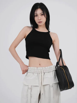 Tab Halterneck Crop Sleeveless