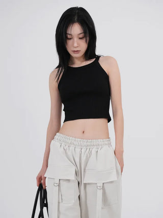 Tab Halterneck Crop Sleeveless