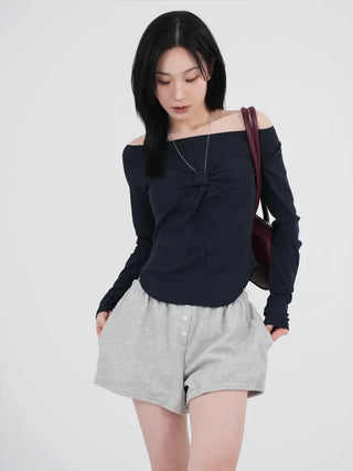 Lane Bloom Ribbon Off-shoulder T-shirt