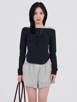 Lane Bloom Ribbon Off-shoulder T-shirt