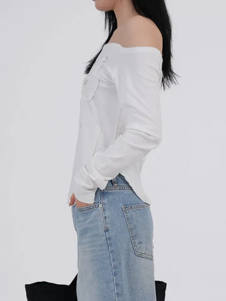 Lane Bloom Ribbon Off-shoulder T-shirt