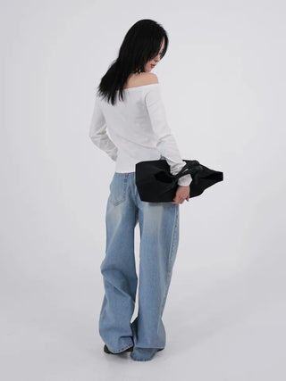 Lane Bloom Ribbon Off-shoulder T-shirt