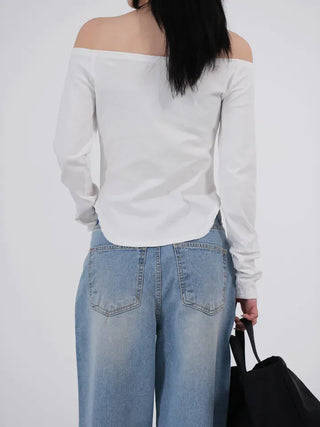 Lane Bloom Ribbon Off-shoulder T-shirt