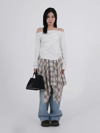 Lane Bloom Ribbon Off-shoulder T-shirt