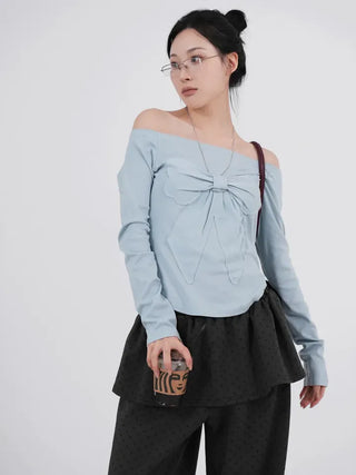 Lane Bloom Ribbon Off-shoulder T-shirt