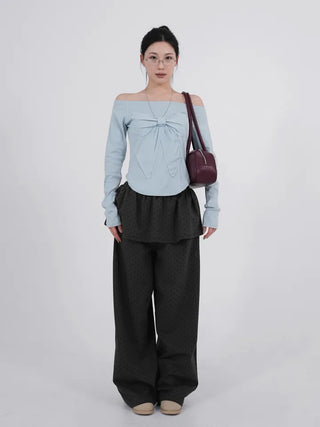 Lane Bloom Ribbon Off-shoulder T-shirt