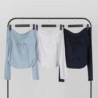 Lane Bloom Ribbon Off-shoulder T-shirt