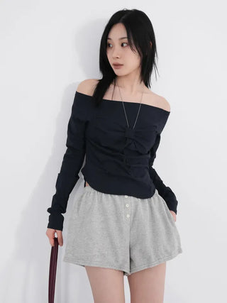 Lane Bloom Ribbon Off-shoulder T-shirt