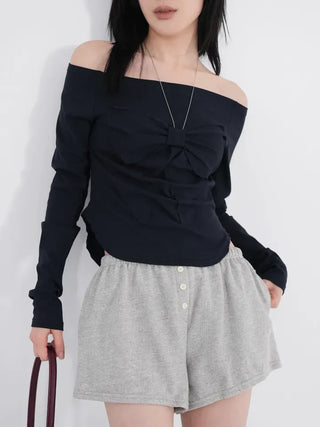 Lane Bloom Ribbon Off-shoulder T-shirt