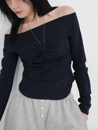 Lane Bloom Ribbon Off-shoulder T-shirt