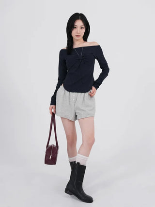 Lane Bloom Ribbon Off-shoulder T-shirt
