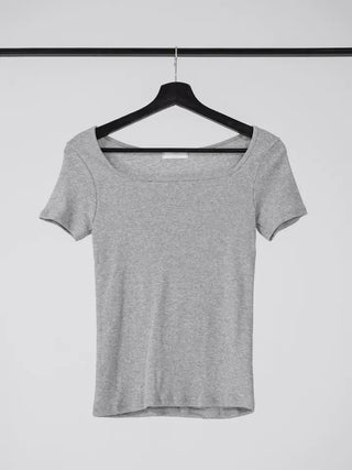 Lemo Square Neck Basic Short Sleeve T-shirt