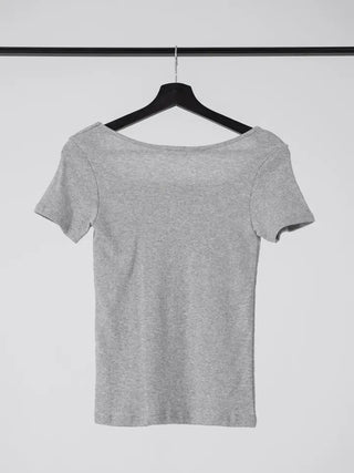 Lemo Square Neck Basic Short Sleeve T-shirt