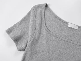 Lemo Square Neck Basic Short Sleeve T-shirt