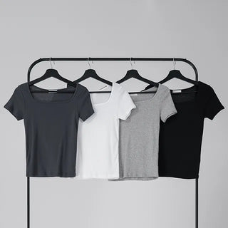 Lemo Square Neck Basic Short Sleeve T-shirt