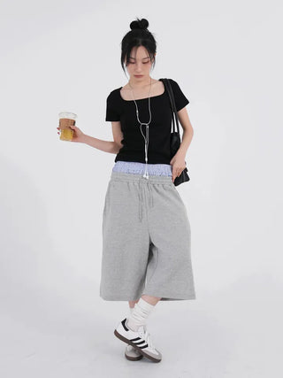 Lemo Square Neck Basic Short Sleeve T-shirt