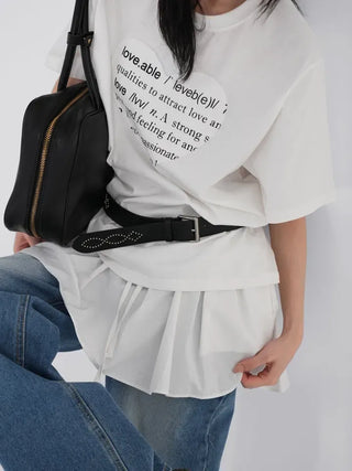 Elia Heart Patch Lettering Short Sleeve T-shirt