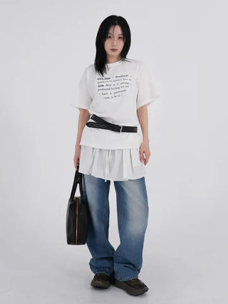 Elia Heart Patch Lettering Short Sleeve T-shirt