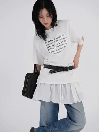 Elia Heart Patch Lettering Short Sleeve T-shirt
