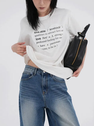 Elia Heart Patch Lettering Short Sleeve T-shirt