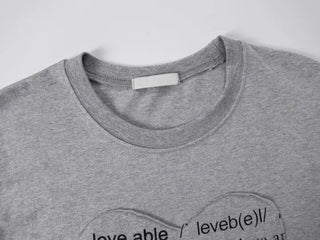 Elia Heart Patch Lettering Short Sleeve T-shirt