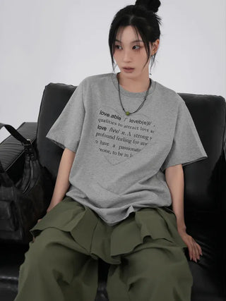 Elia Heart Patch Lettering Short Sleeve T-shirt