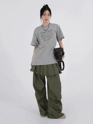 Elia Heart Patch Lettering Short Sleeve T-shirt