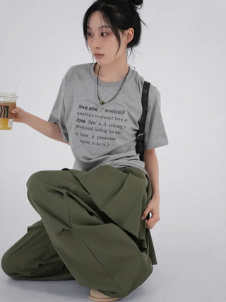 Elia Heart Patch Lettering Short Sleeve T-shirt