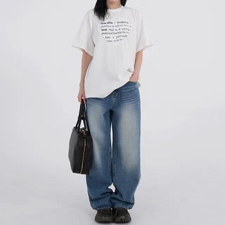 Kuro Catbrush Washed Long Wide Denim Pants