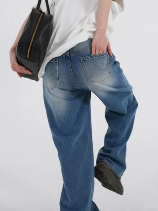 Kuro Catbrush Washed Long Wide Denim Pants
