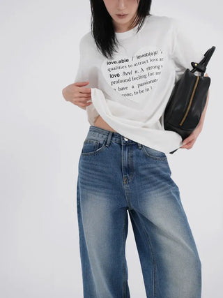 Kuro Catbrush Washed Long Wide Denim Pants