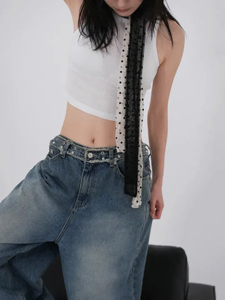 Lucen Diamond Long Wide Denim Pants