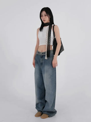 Lucen Diamond Long Wide Denim Pants