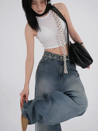 Lucen Diamond Long Wide Denim Pants