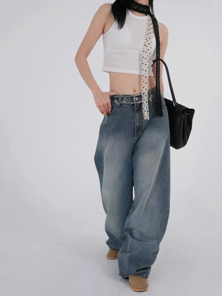 Lucen Diamond Long Wide Denim Pants