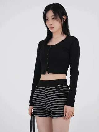 Nerel color-block striped knit shorts
