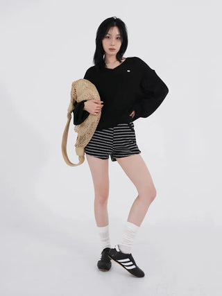 Nerel color-block striped knit shorts