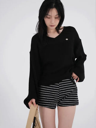 Nerel color-block striped knit shorts