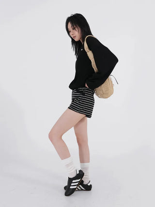 Nerel color-block striped knit shorts