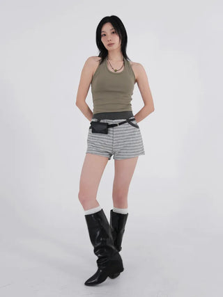 Nerel color-block striped knit shorts